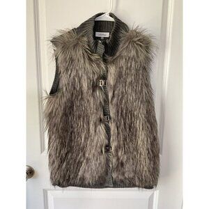 Faux Fur Women’s Vest Calvin Klein Medium Gray Sleeveless Winter Jacket